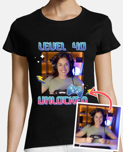 camiseta level 40 unlocked foto personalizable