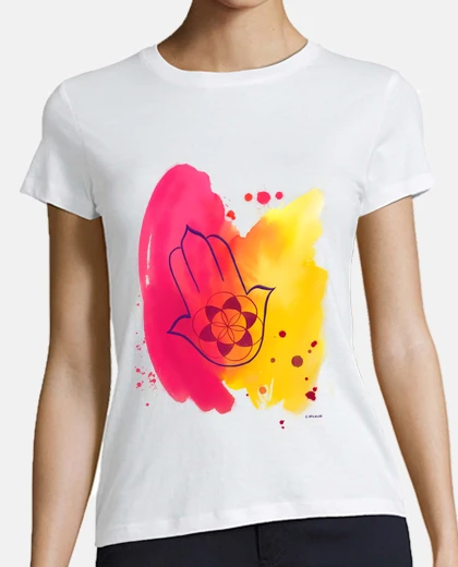 Playera CAMISETA MANO FÁTIMA FLOR DE LA VIDA