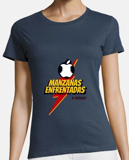 Camiseta Manzanas Enfrentadas  para mujer manga corta color azul 