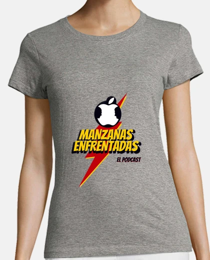 Camiseta Manzanas Enfrentadas  para mujer manga corta color gris