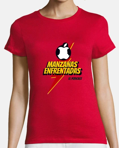 Camiseta Manzanas Enfrentadas  para mujer manga corta color rojo