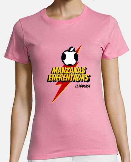 Camiseta Manzanas Enfrentadas  para mujer manga corta color rosa