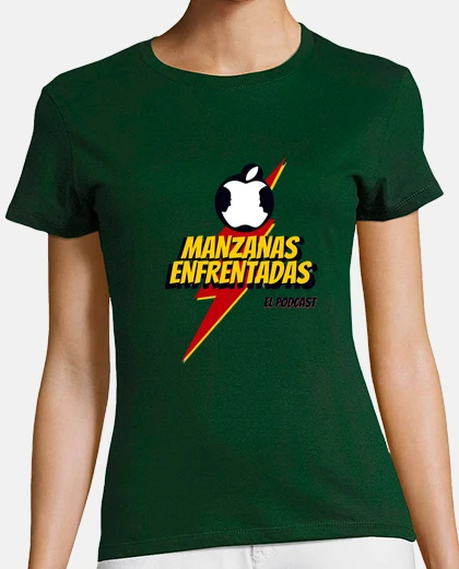 Camiseta Manzanas Enfrentadas  para mujer manga corta color verde