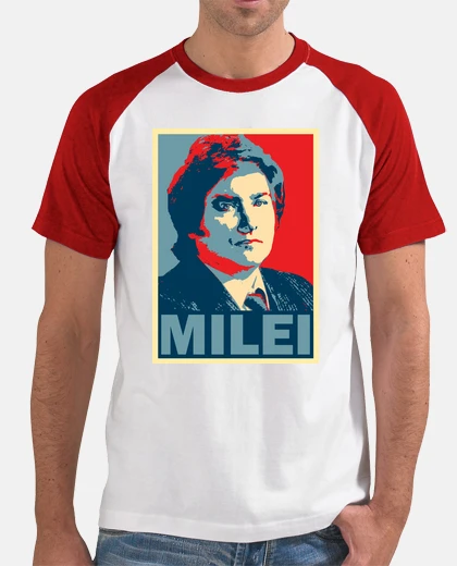 Camiseta camiseta milei rojo-azul bicolor rojo