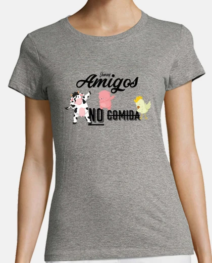 Playera Camiseta mujer Los animales somos amigos NO comida