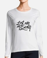 Camiseta blanca de manga larga para mujer con letras blancas