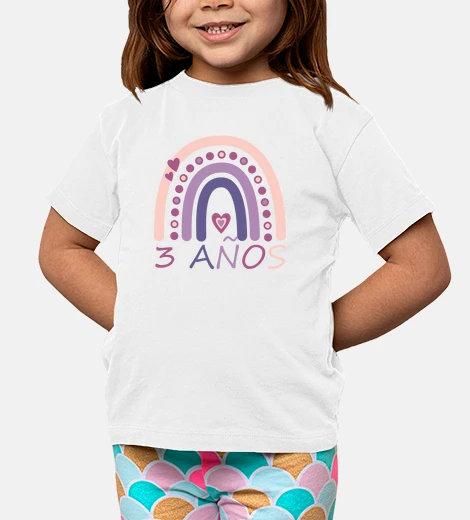 Ropa Camiseta niña 3 años con arcoíris para tercer cumpleaños