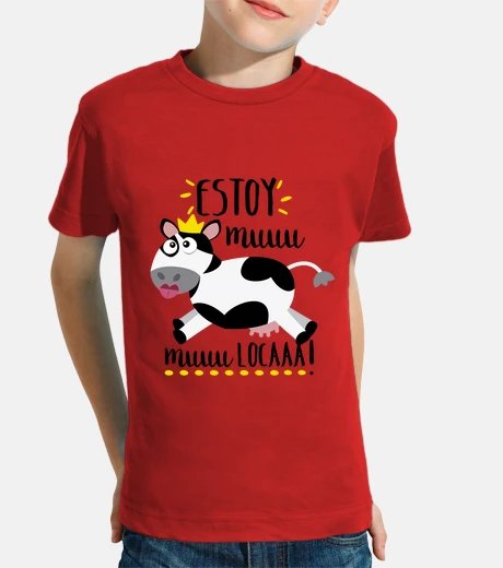 Ropa Camiseta Niña "muuu locaaa!", manga corta, rojo