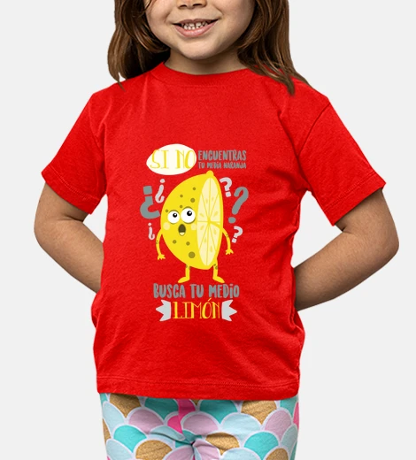 Ropa Camiseta Niño "Busca tu medio limón", manga corta, naranja