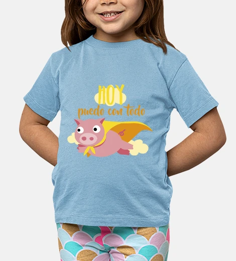 Ropa Camiseta Niño "Hoy puedo con todo", manga corta, celeste