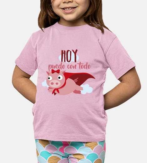 Ropa Camiseta Niño "Hoy puedo con todo", manga corta, rosa