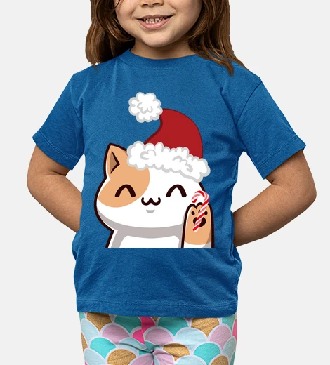 Ropa Camiseta para niños Un gato navideño con gorro de Santa