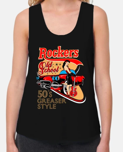 Camiseta Camiseta Rockabilly Pin up Girl Rockers Rock and Roll Retro 50s Sock Hop Pinup