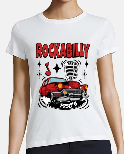Playera Camiseta Rockera Vintage Rockabilly Music Rocker 1950s Retro Rock and Roll American Classic Cars USA