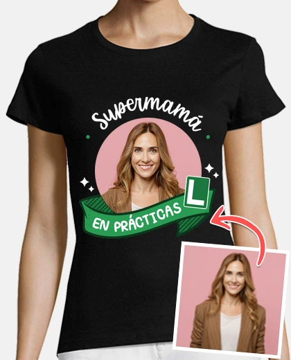 camiseta supermamá en prácticas foto personalizable