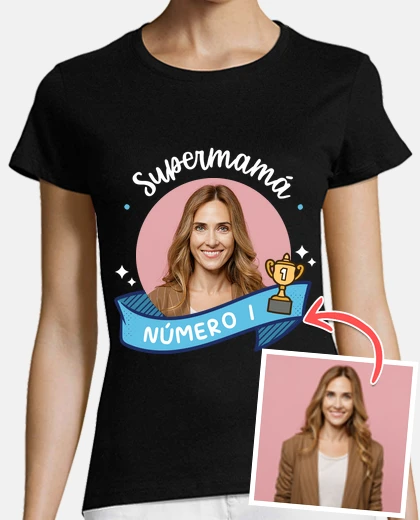 camiseta supermama numero 1 foto personalizable
