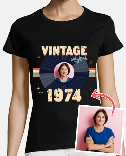 Camiseta camiseta vintage 1974 foto personalizable