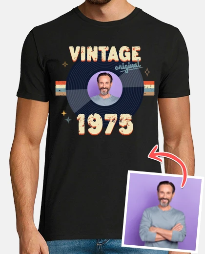 camiseta vintage 1975 foto personalizable