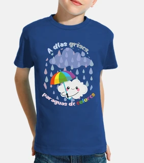Camiseta adolescente A días grises, paraguas de colores