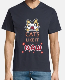 Camiseta cuello de pico  Cats like it raw