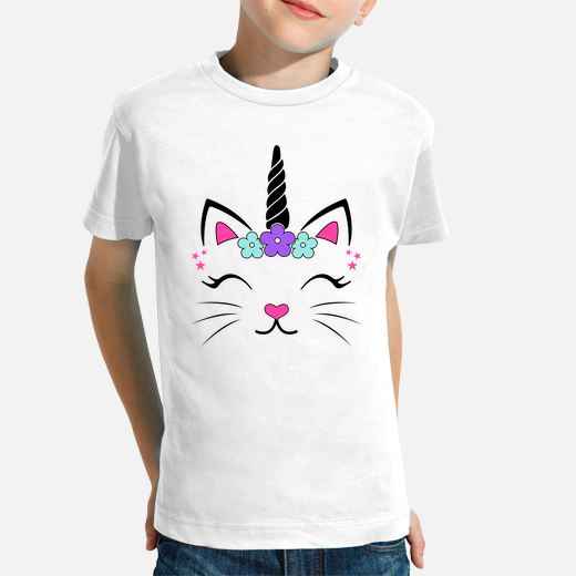 camiseta gata unicornio fantasía divertidas graciosa infantiles animales