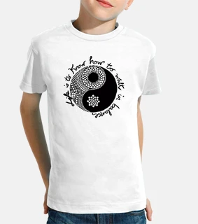 Camiseta Mandala Ying Yang unisex, manga corta, blanco