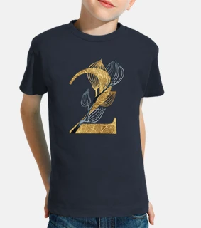Camiseta manga corta 2 años niña con número dorado