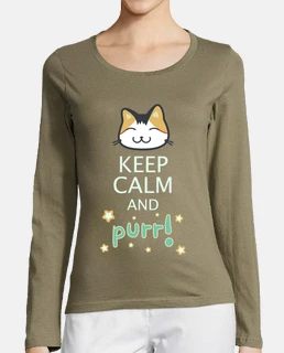 Camiseta manga larga Keep calm and purr