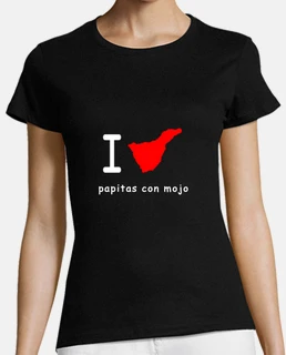 Camiseta mujer - I love papitas con mojo - Azul marino