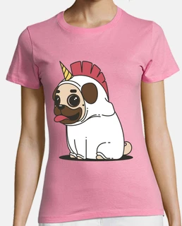 Camiseta mujer Perro Carlino Unicornio Pug