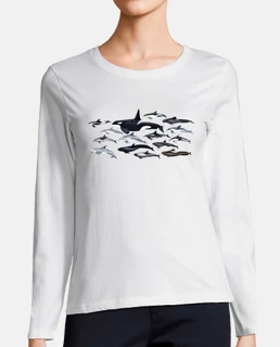 Camiseta mujerOrcas, delfines y blackfish