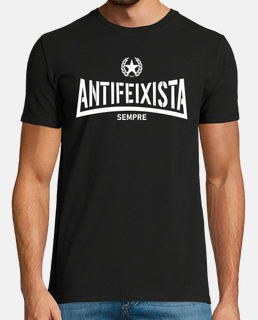 Camiseta negra h - Antifeixista sempre blanc