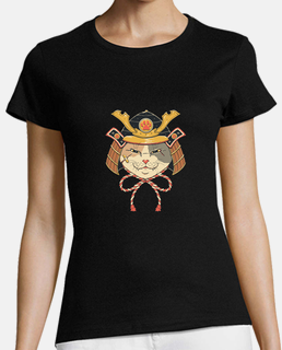 camiseta neko samurai head mujer