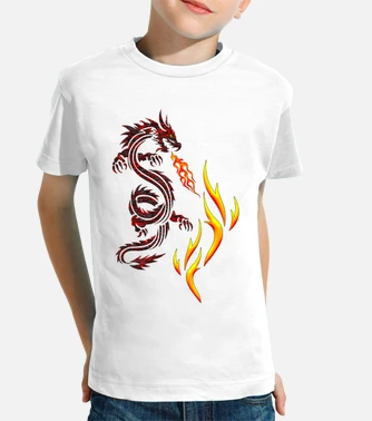 Camiseta blanca top dragon rojo