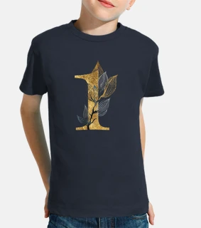Camiseta primer cumpleaños con número 1 dorado