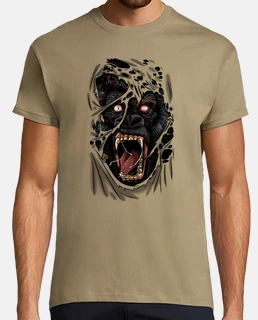 Camiseta rota con gorila zombi