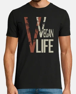 camiseta vegana con diseño de vida para hombre