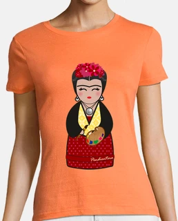 Camiseta verde Kokeshi Frida Kahlo 