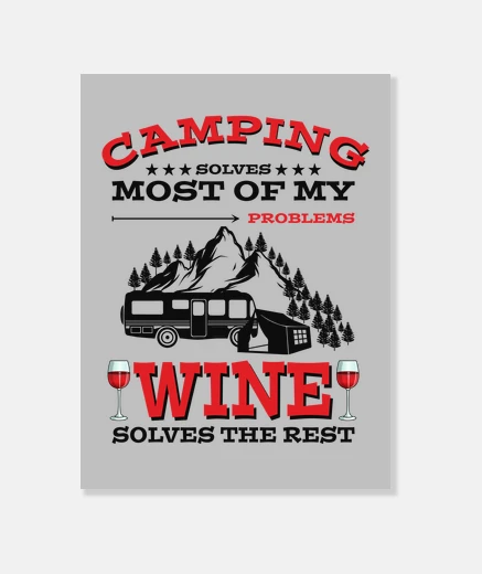 Stampa Camping and Wine Camper Funny Sayings