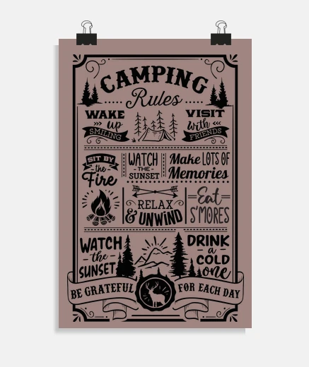 Poster Camping Rules Campeggio
