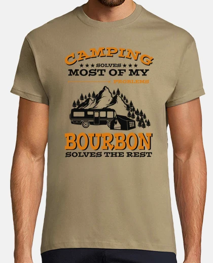Playera camping y bourbon whisky campista refra