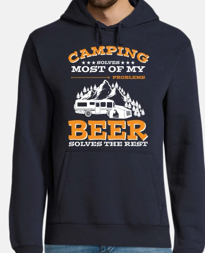 Sudadera camping y cerveza refranes divertidos