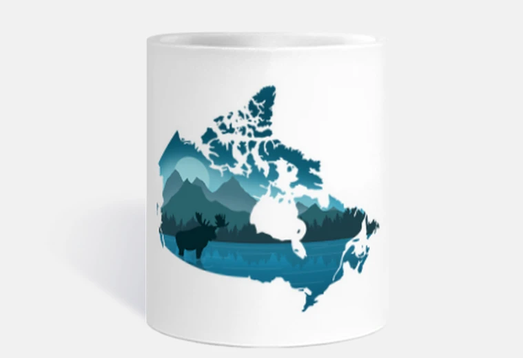 Cup canada map and landscape