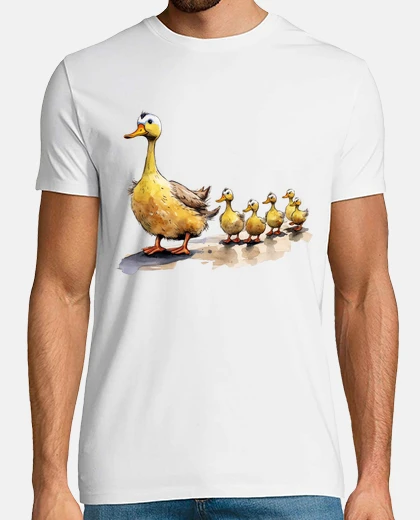 Tee-shirt canard cane avec ses canetons fun bassecour 