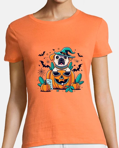 T-shirt cane di Halloween in zucca