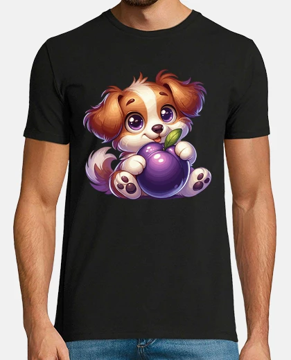 T-shirt cane divertente e prugna cane carino