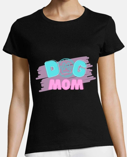 T-shirt cane mamma rosa impronta blu