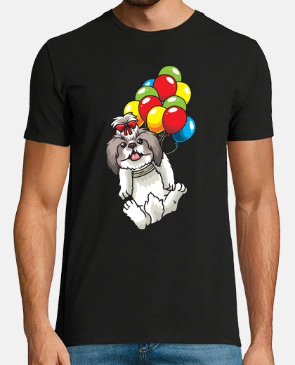 T-shirt cane shih tzu con palloncini