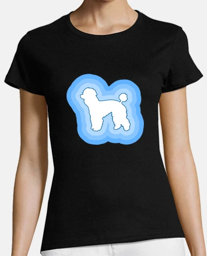 Tee-shirt caniche silhouette bleu vintage