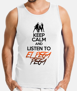 Canotta uomo bianca con logo KEEP CALM AND LISTEN TO EL PEGA PEGA
